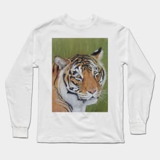 wildlife picture of big cat sad tiger Long Sleeve T-Shirt